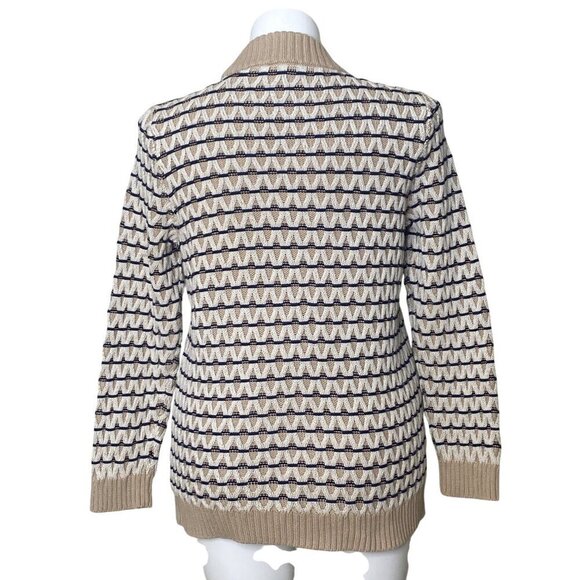 Talbots Textured Stripe Mockneck Sweater, Beige Long Sleeves Women's Size XL - Picture 6 of 11